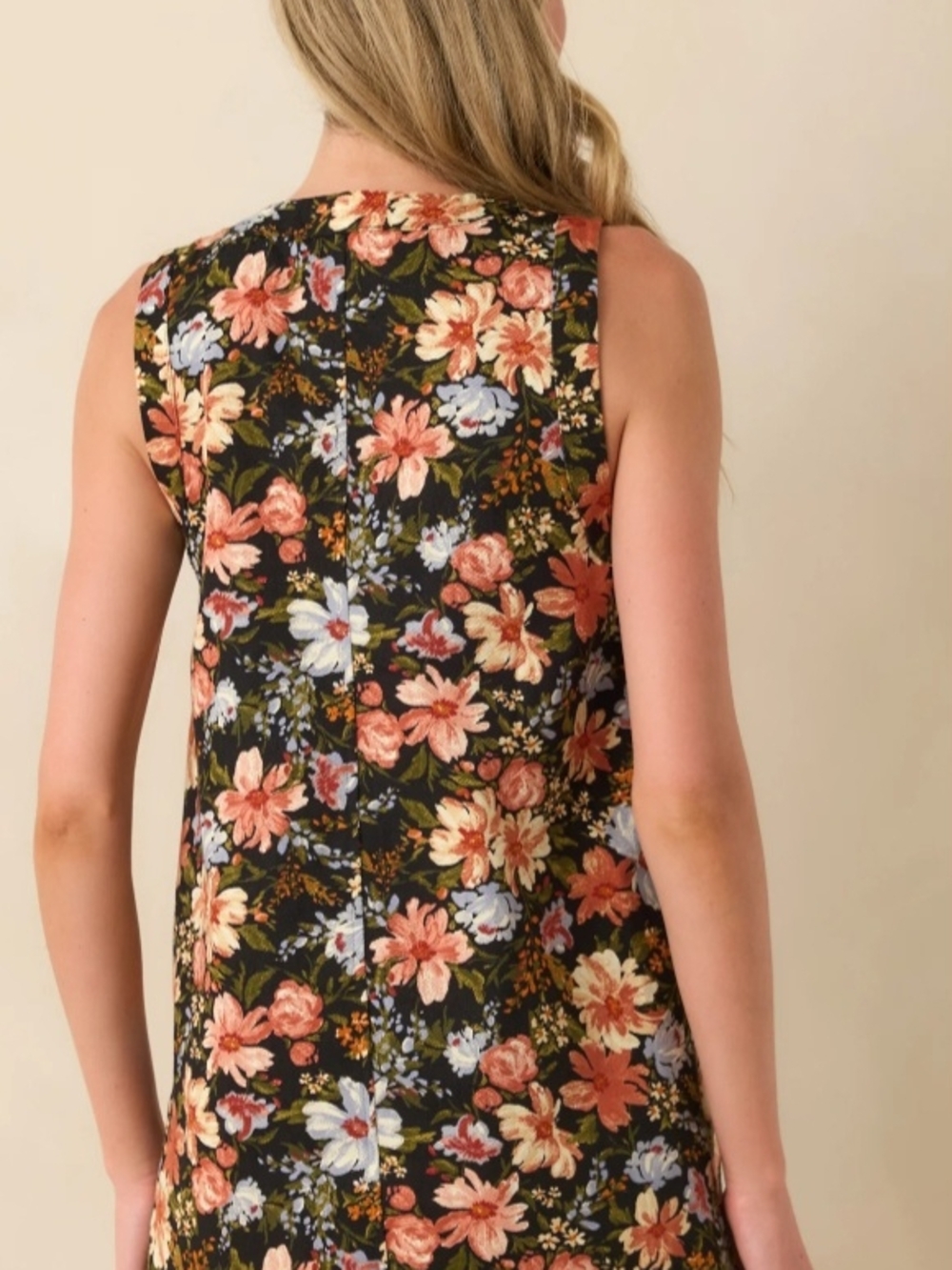 RN Studio -Ronni Nicole Sleevless 2-Tone Black/Floral Midi Floral Dress Size XL